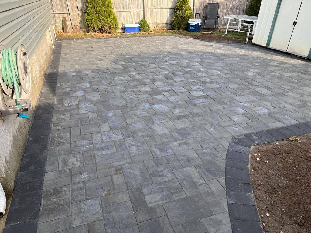 Large gray paver patio